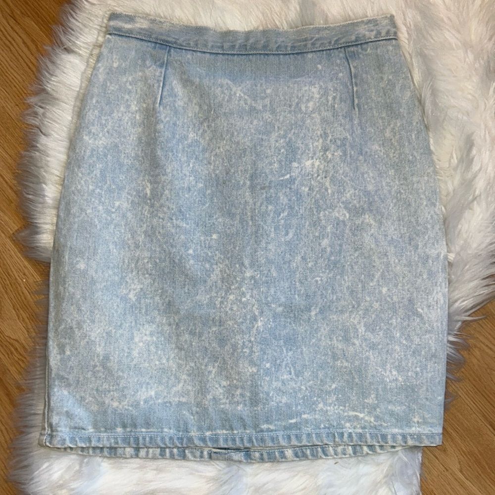 Vintage Paris Blues Acid Wash High Rise Skirt Made in USA size 11 1980s